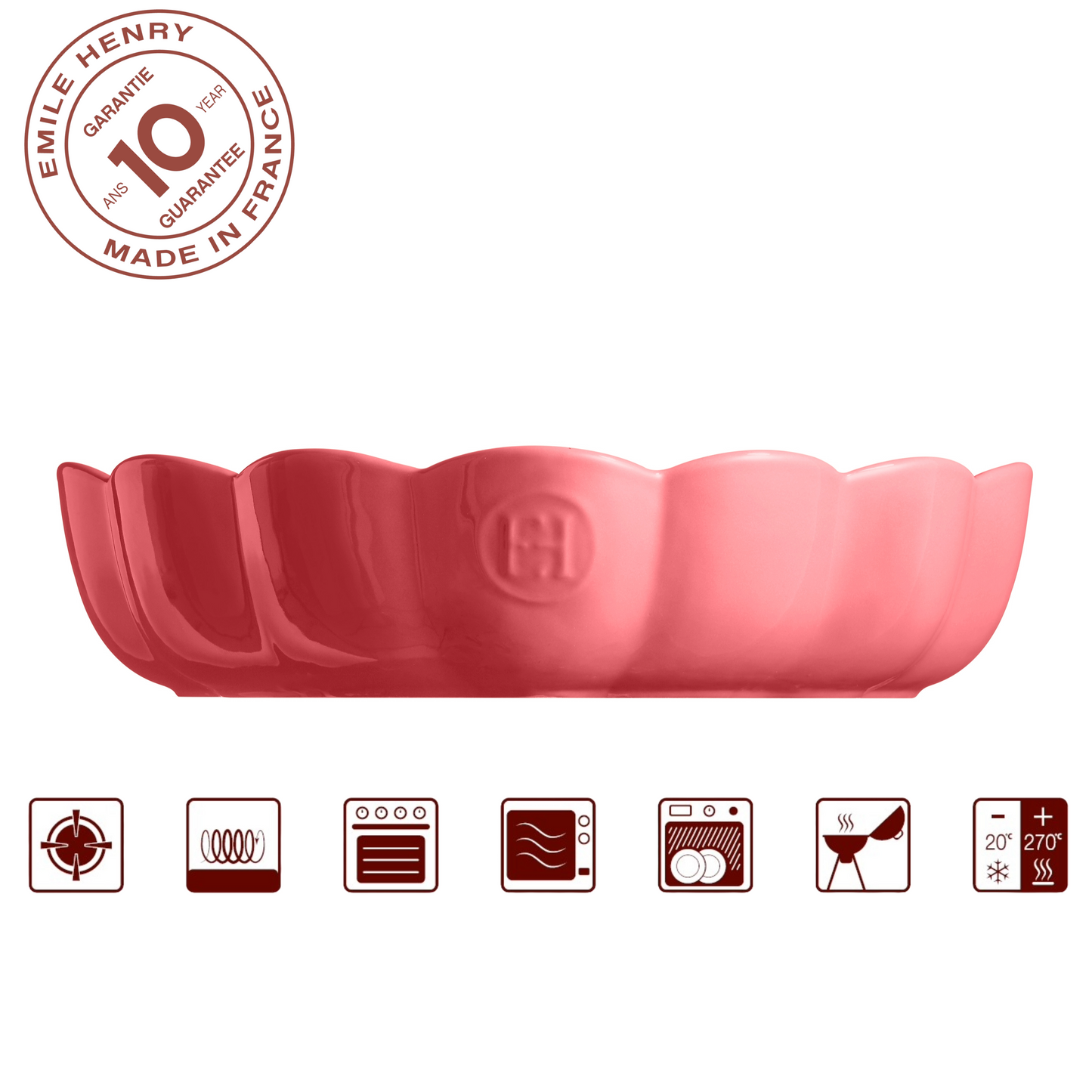 Emile Henry Madeleine Heart-Shaped Cake Dish – 1.8L