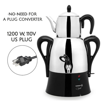 Korkmaz Caykolik Stainless Steel Samovar, Electric Tea Maker