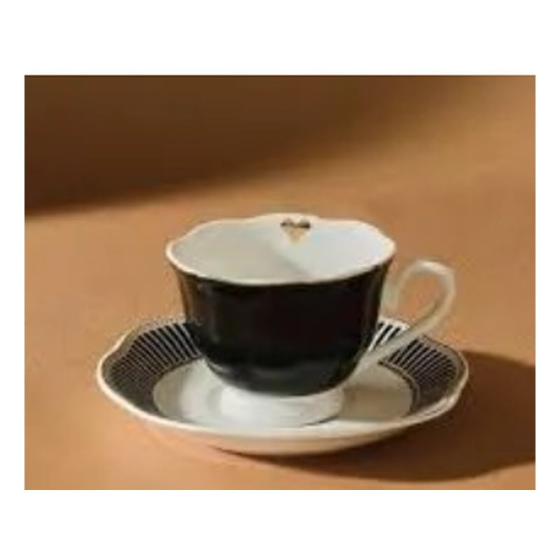 Karaca Piraye 6-Person Porcelain Turkish Coffee Cup Set - Black & Gold, 80ml (12-Piece)