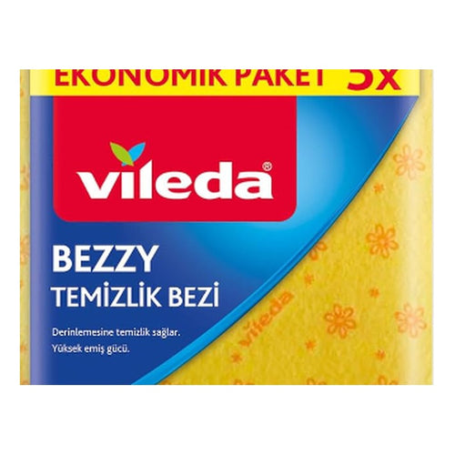 Vileda Bezzy All-Purpose Yellow Microfiber Kitchen Cleaning Cloths - Economy 5-Pack