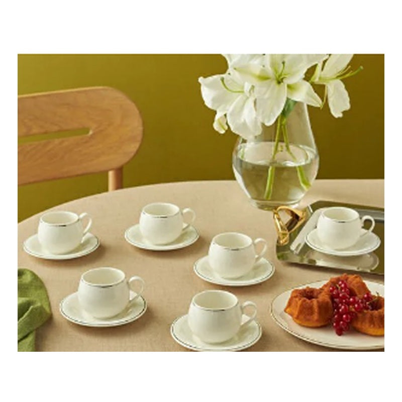 Karaca Adile 6-Person Double Turkish Coffee & Espresso Cup Set (12-Piece)