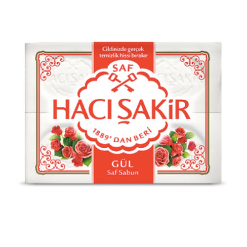 Haci Sakir Traditional Pure Bath Bar Soap - Rose (Gül) - 4 x 150g (600g)