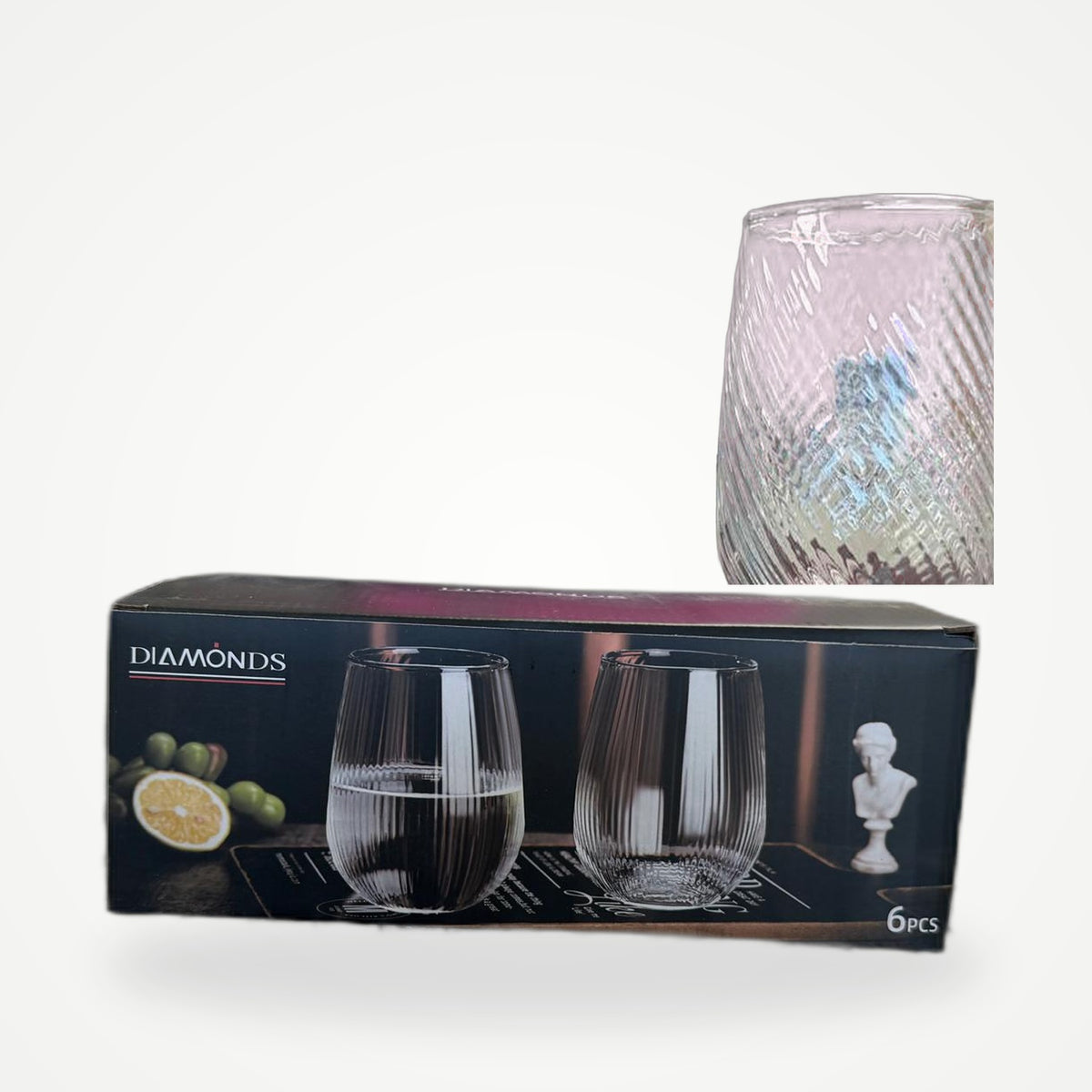 DIAMONDS GPC-46 Swirl Glass Tumbler Display with Packaging Box