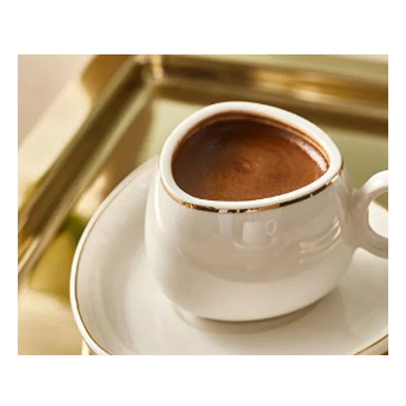 Karaca Streamline Tribe 2-Person Porcelain Turkish Coffee Cup Set - Gold Rim (4-Piece)