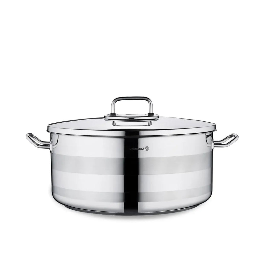 Korkmaz Astra2 Professional Commercial 18/10 Stainless Steel Low Casserole Pot with Lid 40x20 cm - A2040