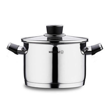 Korkmaz Pera 24 cm Deep Stockpot with Strainer Lid – Large Stainless Steel Pot for Soups &amp; Stews