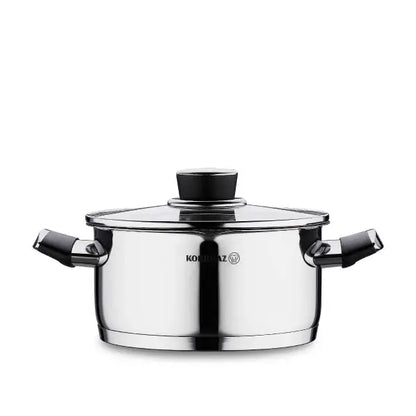 Korkmaz Pera 20 cm Saucepot with Strainer Lid – Compact Stainless Steel Cooking Pot