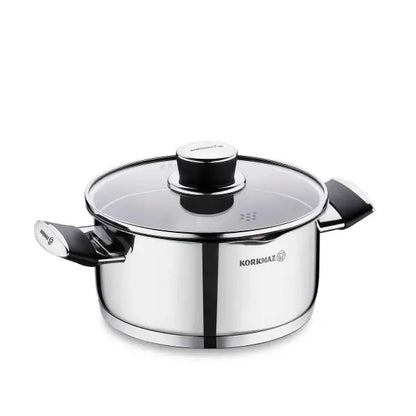 Korkmaz Pera 20 cm Saucepot with Strainer Lid – Compact Stainless Steel Cooking Pot