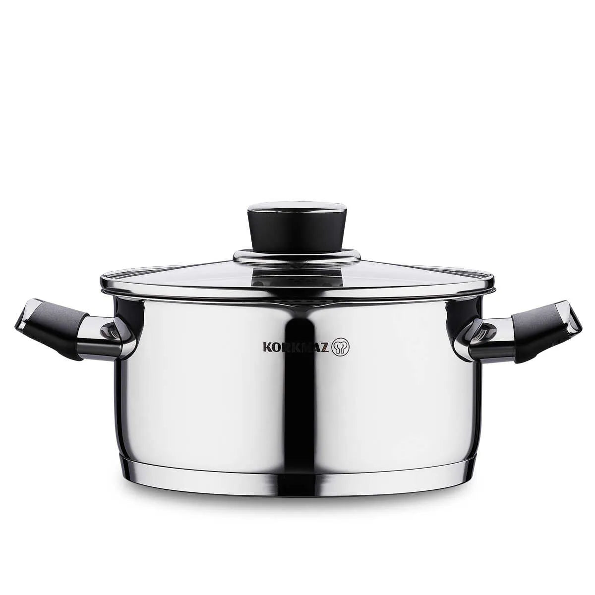 Korkmaz Pera 24 cm Cooking Pot with Strainer Lid – Medium Stainless Steel Cookware