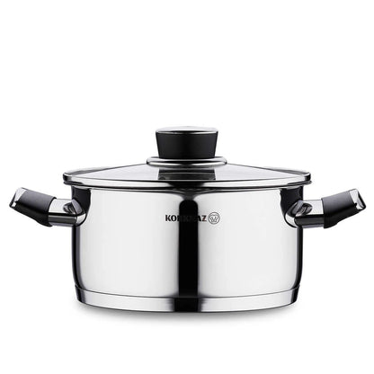 Korkmaz Pera 24 cm Cooking Pot with Strainer Lid – Medium Stainless Steel Cookware