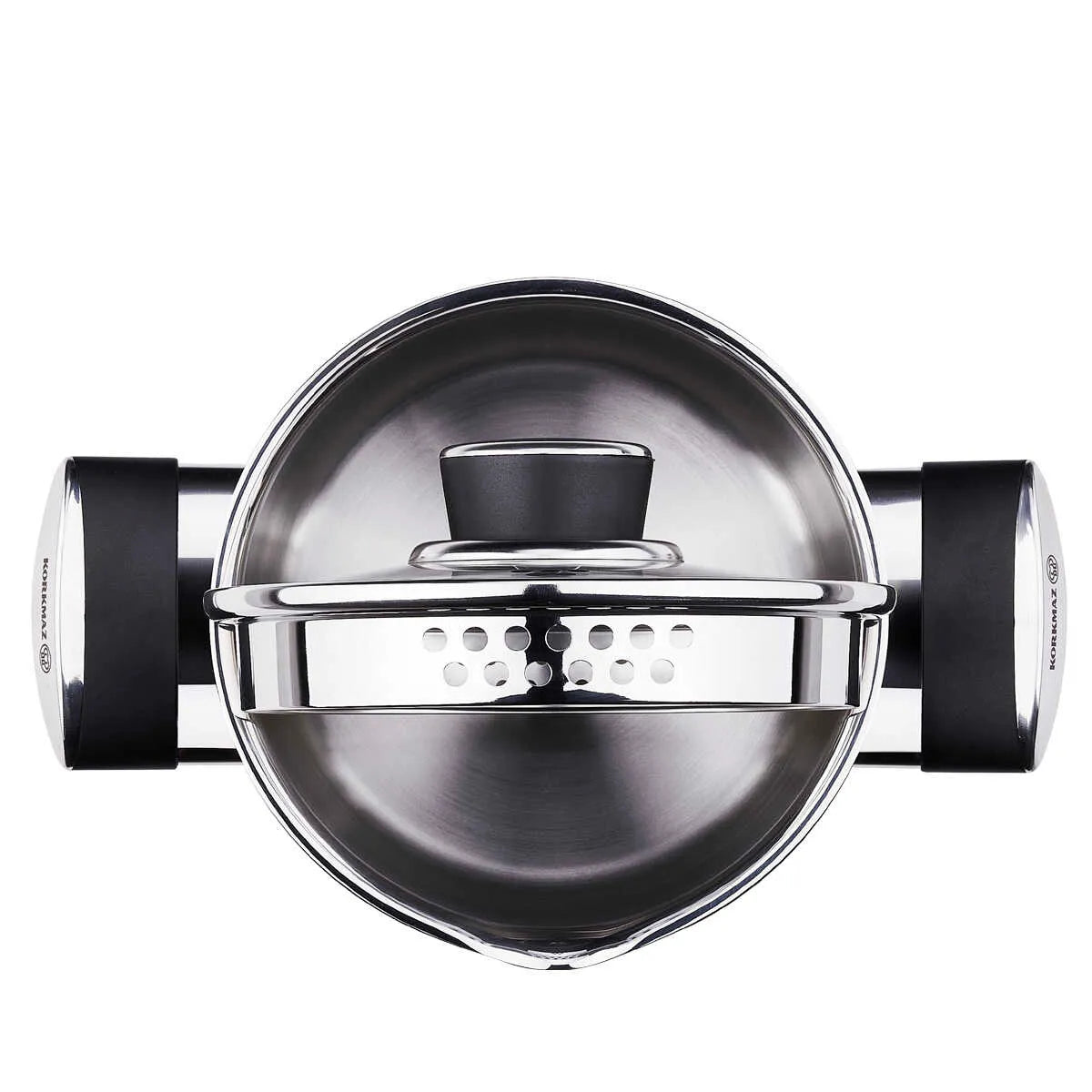 Korkmaz Pera 24 cm Cooking Pot with Strainer Lid – Medium Stainless Steel Cookware