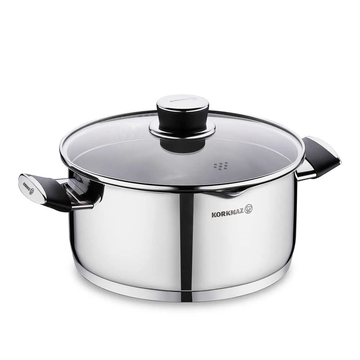 Korkmaz Pera 24 cm Cooking Pot with Strainer Lid – Medium Stainless Steel Cookware