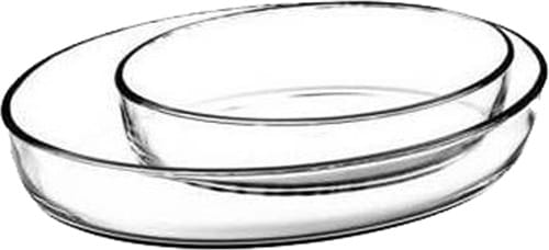 Pasabahce Borcam 2-Piece Oval Borosilicate Glass Roasting & Baking Dish Set (59084 + 59074)