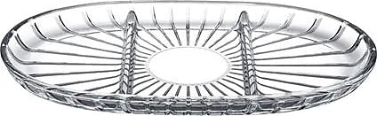 Pasabahce Elegant Divided Oval Glass Appetizer & Meze Serving Platter 28cm