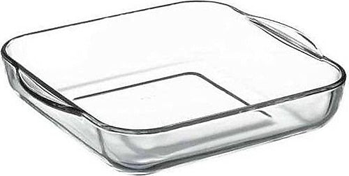 Pasabahce Borcam Square Heat Resistant Glass Oven Dish with Smoke Grey Lid 1950ml