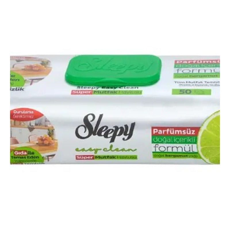 Sleepy Easy Clean Natural Bergamot Kitchen & Surface Cleaning Wipes - 50 Sheets