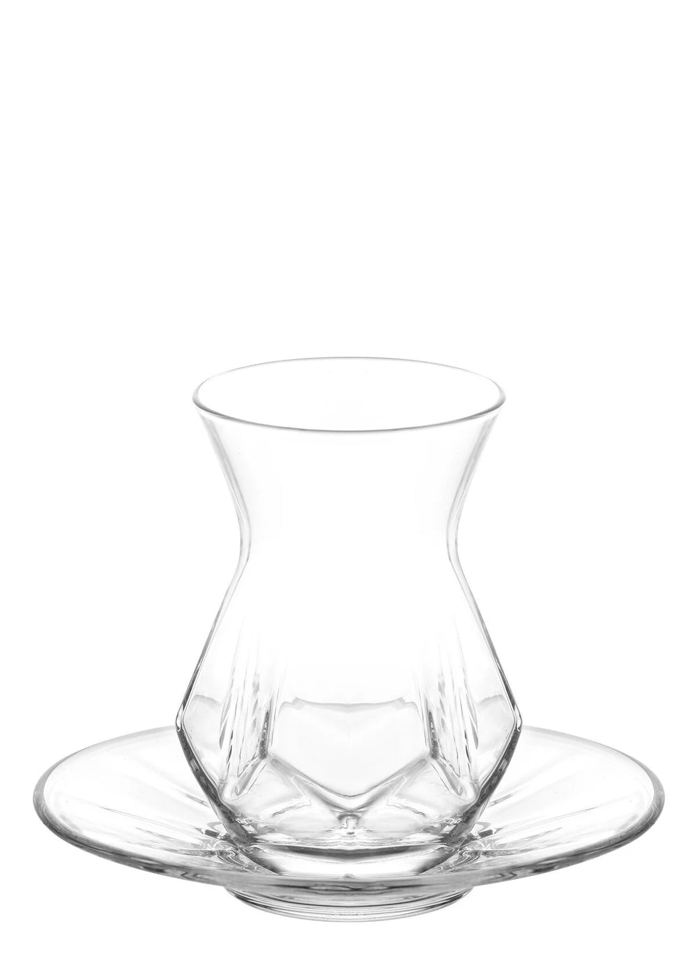 Lav Alya Unique Design Tea Glasses Set 6-Piece Glass, 6- Piece Saucer. 12-Piece