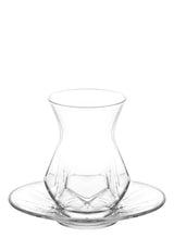 Lav Alya Unique Design Tea Glasses Set 6-Piece Glass, 6- Piece Saucer. 12-Piece