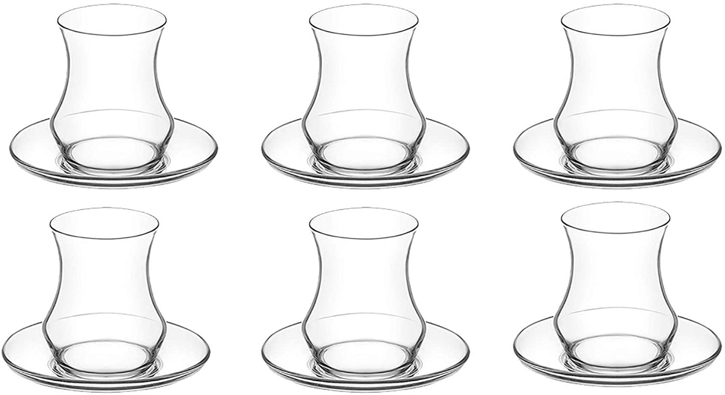 LAV Eda Tea Glasses Set 6- piece Glass, 6- piece Saucer.
