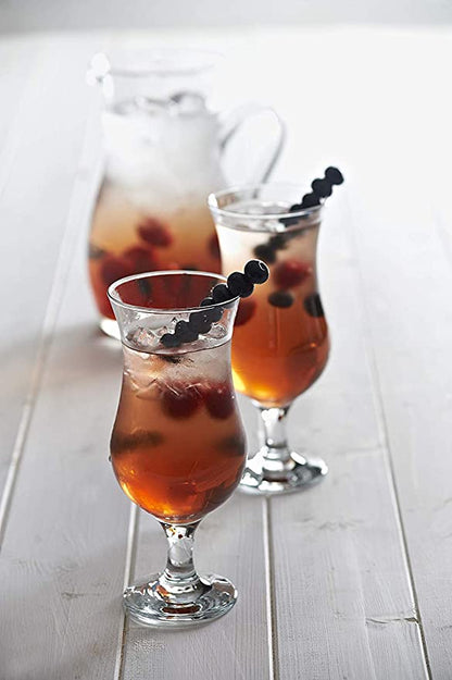 A clear, elegant 6-piece cocktail glass set with a long stem and a heavy base, displayed against a white background.