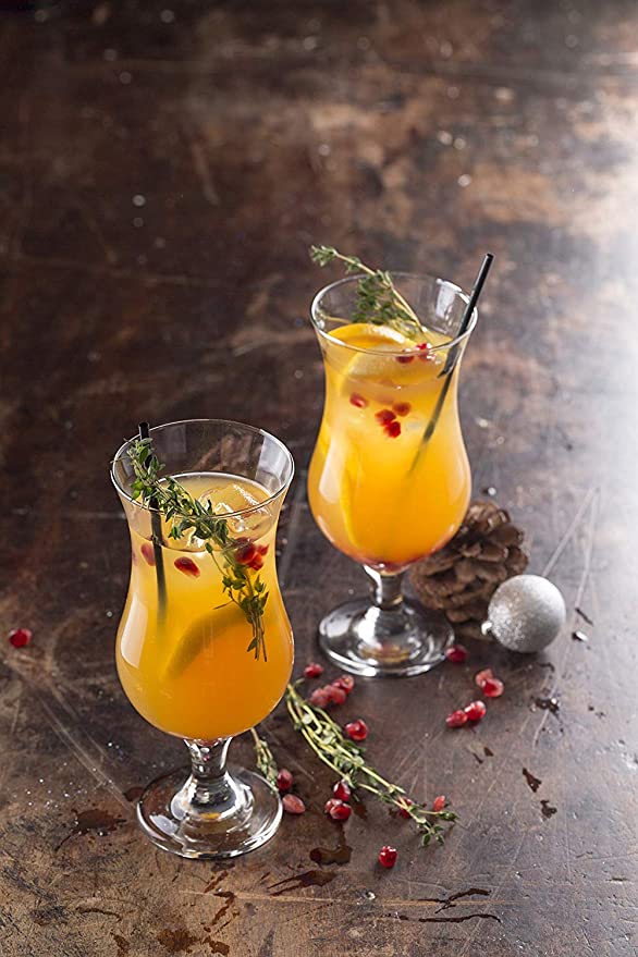 A clear, elegant 6-piece cocktail glass set with a long stem and a heavy base, displayed against a white background.