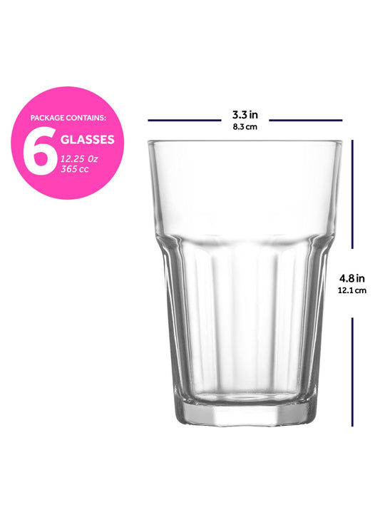 Lav Empire 12-Piece Drinking Glasses and Glass Tumblers Set, 17.25 & 13.75 oz