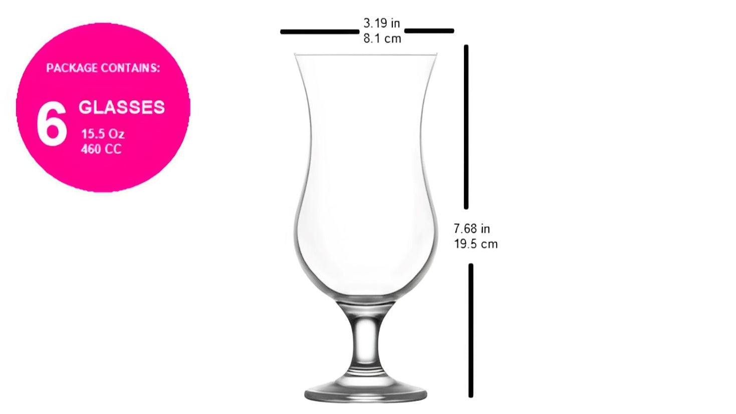 A clear, elegant 6-piece cocktail glass set with a long stem and a heavy base, displayed against a white background.