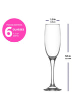 LAV Venue Ensemble de 6 verres à champagne 7,5 oz